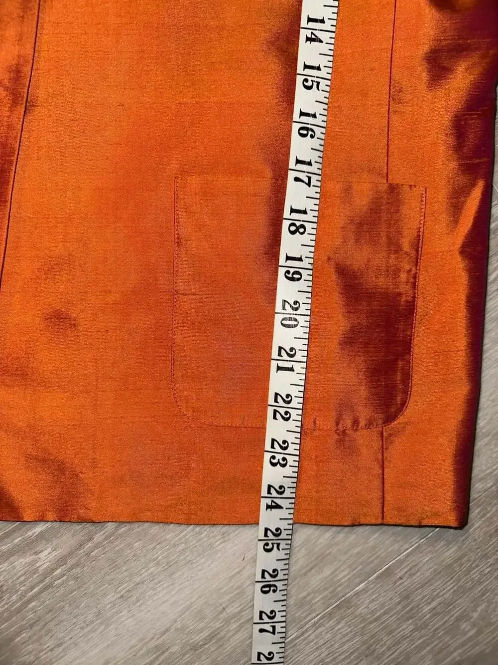 Saks Fifth Avenue Folio Collection Vintage 100% Silk Orange Blazer Jacket Women